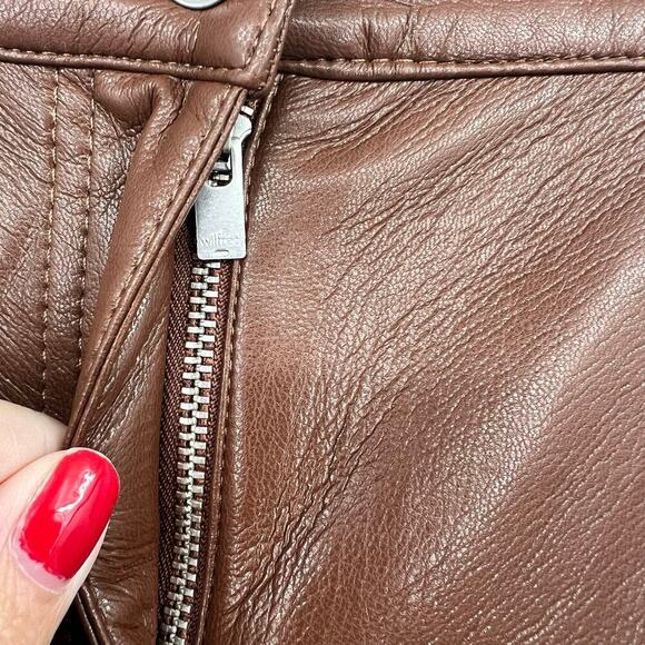 Aritzia Wilfred The Melina Faux Leather Straight Leg Pants Cognac Brown size 6 - Picture 10 of 12